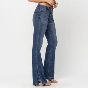 Judy Blue High Rise Tummy Control Side Slit Flare Jeans 11/31